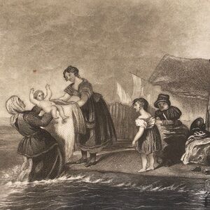 The Sea Bathers 7.25" x 6" Antique Engraving/Print